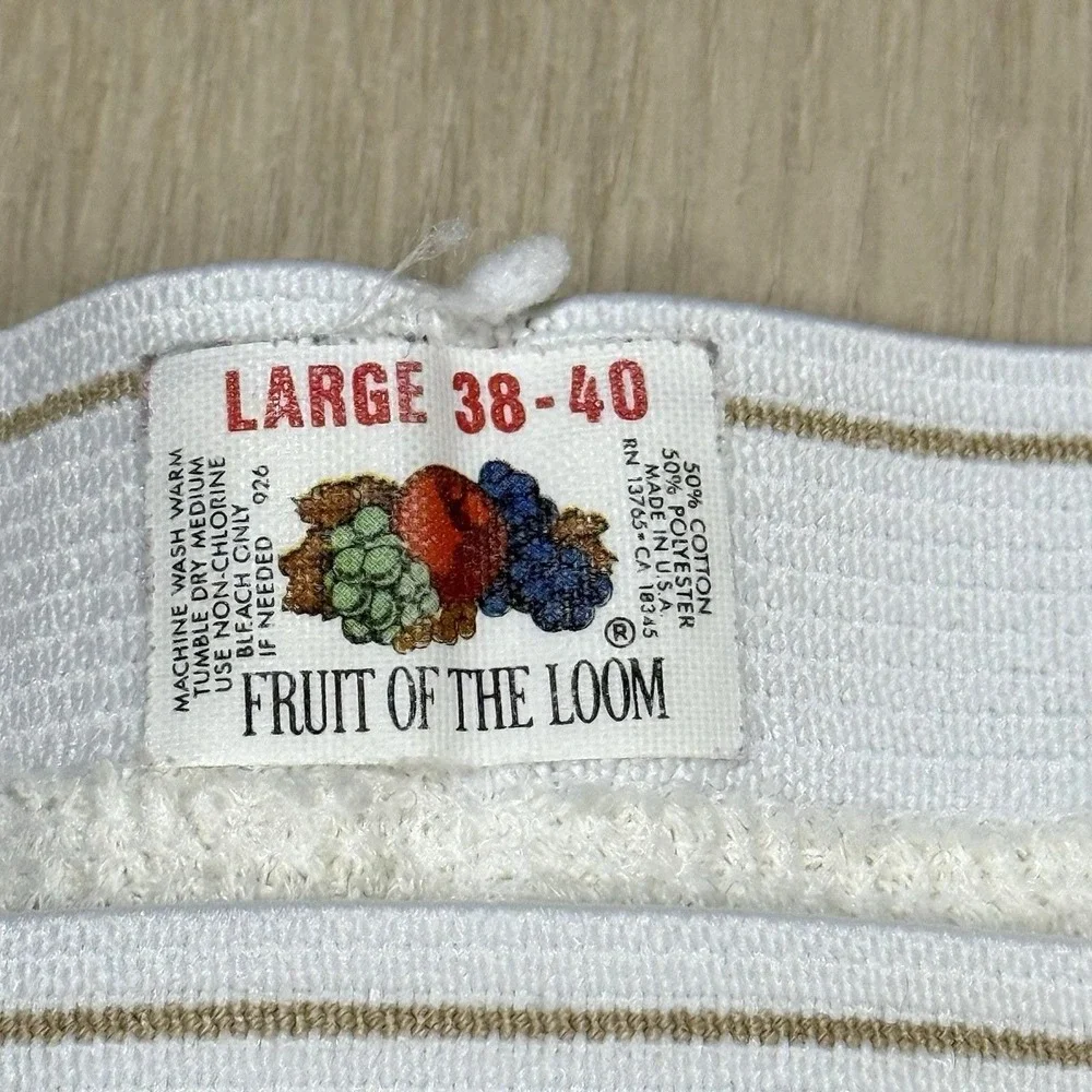 VTG Fruit of the Loom Thermal Long Johns Mens L 38-40 White Waffle Knit USA Made